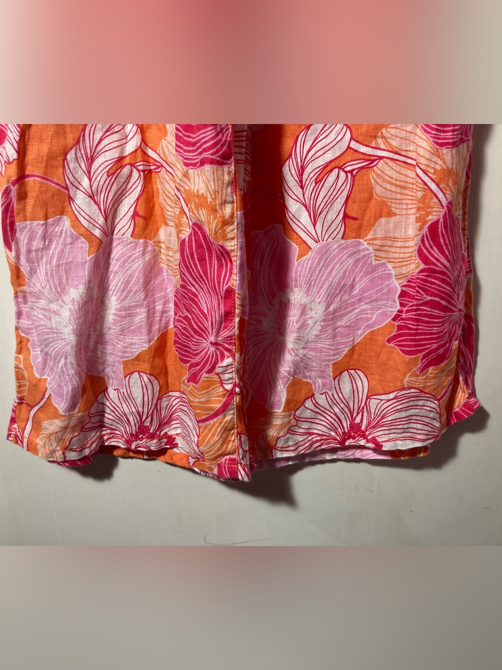 Rachael Zoe Linen Crop Floral Pants W/Pockets Elasticized Back Waist Medium - Picture 7 of 12